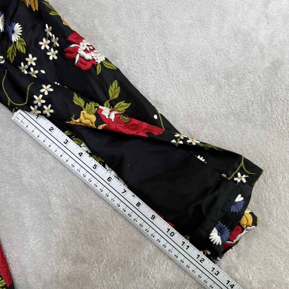 Trelise Cooper Dress 6 Black Silk Embroidered Floral Boston Tee Party‎ READ